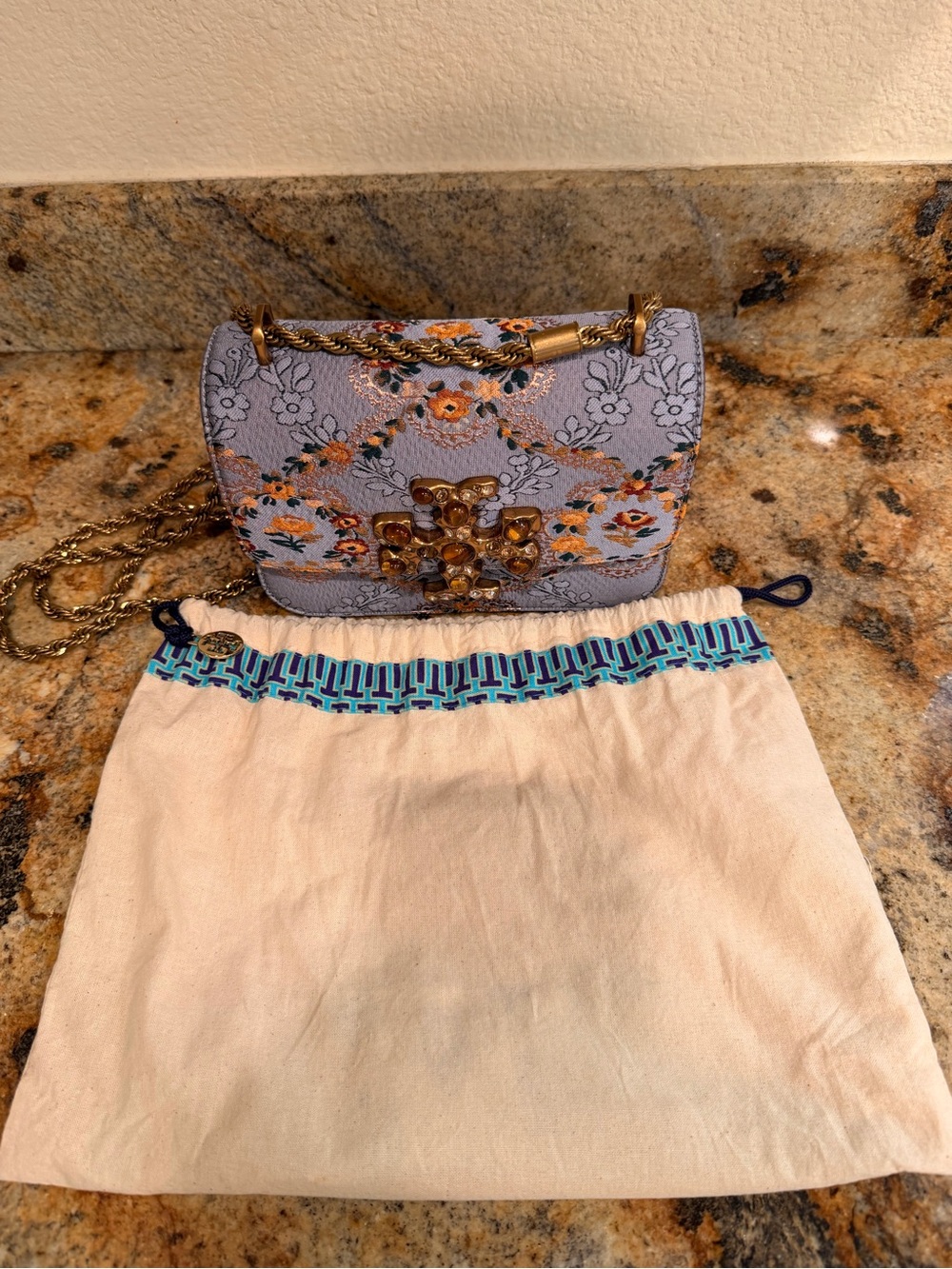 Tory Burch Eleanor Brocade Shoulder & Crossbody - Sea Frost - Picture 7 of 7
